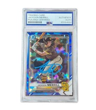 Jackson Merrill Signed Card 2021 Bowman Draft Sapphire BDC-119 Auto PSA