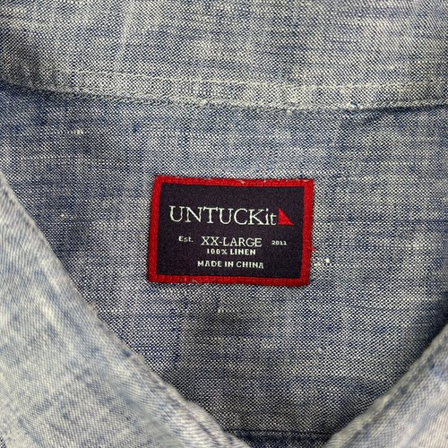UNTUCKit Men's Shirt 2XL Blue Short Sleeve Button Up 100% Linen Casual - Picture 3 of 10