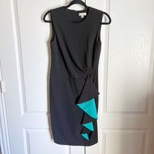Calvin Klein Black Green Blue Sleeveless Career Sheath Dress Sz 6