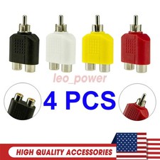 4x RCA Y Splitter AV Audio Video Plug Converter 1-Male to 2-Female Cable Adapter