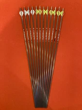12 - Easton FlatLine D.O.A. 500  carbon arrows - NEW - 2" vanes & inserts