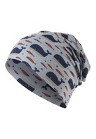 Beanie MüTze Jungen Wal-Print Graublau Jersey Gr. 51 Sterntaler