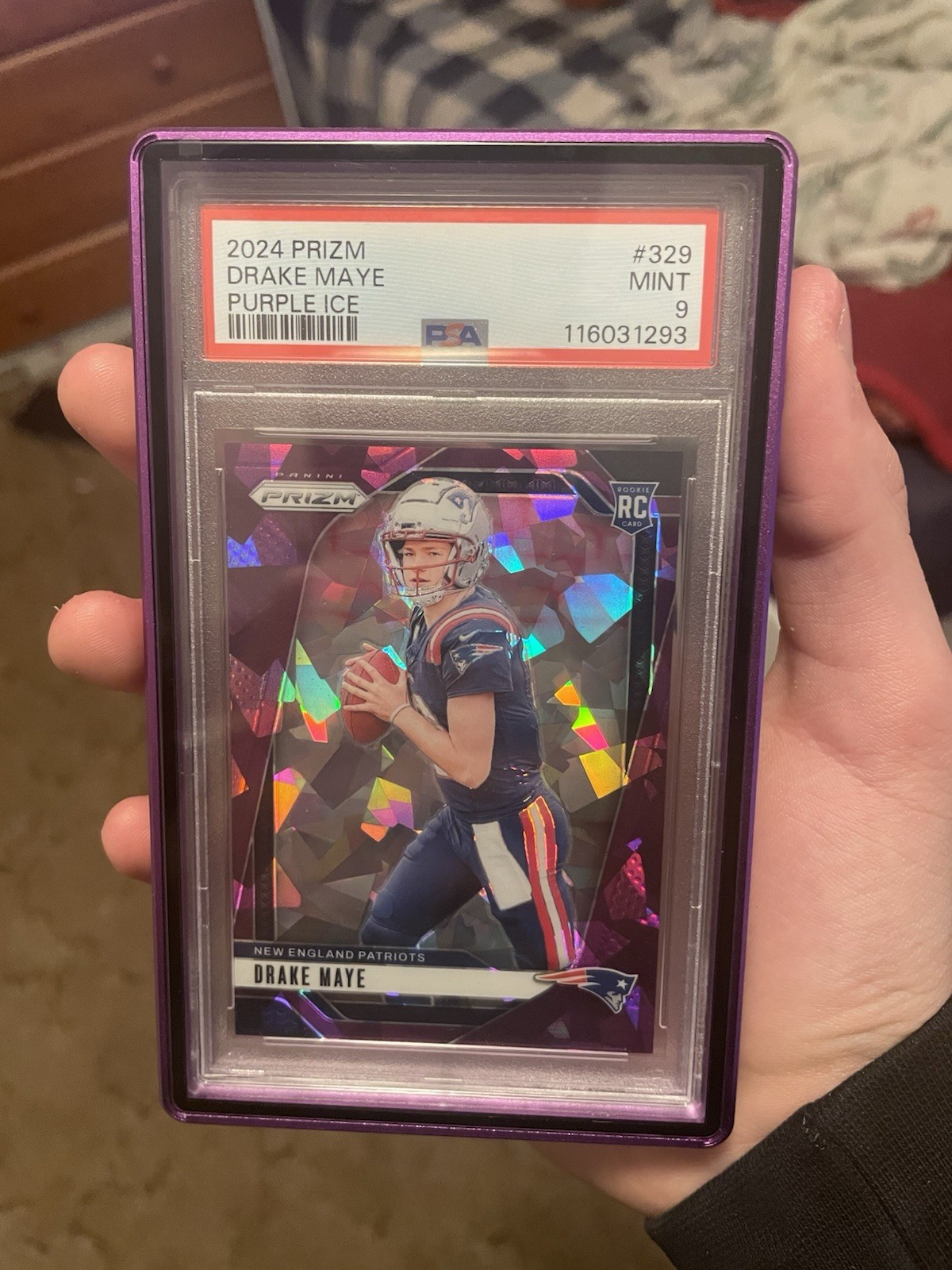 2024 Panini Prizm - Rookies Drake Maye #329 Purple Ice Prizm /225 (RC) PSA 9 RC