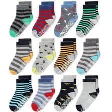 CozyWay Baby Toddler Socks With Grippers Non Slip Crew Grip Socks for Girls