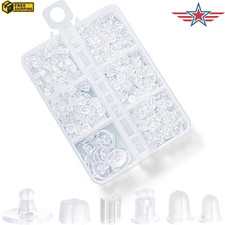 6 Styles Silicone Earring Backs for Studs, 600 Pcs Clear Soft Earring Backings H