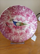 1830s Staffordshire Spatterware Red Peafowl 5.75" Dish