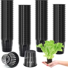 100 Pcs Net Pots for Hydroponics, 2" Reusable Plastic Nursery Cups Baskets, Wide