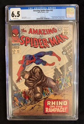 THE AMAZING SPIDER-MAN #43 CGC 6.5 MARVEL COMICS 1966 1ST FULL MARY JANE - RHINO