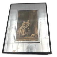 Vintage Silver tone Plate Non Tarnish Mirrored Jewelry Trinket Box Holiday  gift