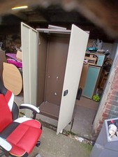 Metal Storage Cabinet 2 Door Lockable Garage Office Filing Cupboard 3 Shelf