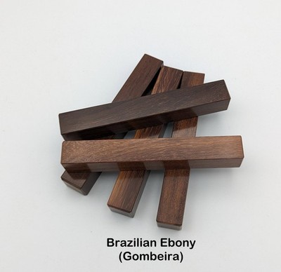 Ebony, Brazilian (Gombeira) Pen Blanks - Multiple Sizes - You Pick Size & Grain