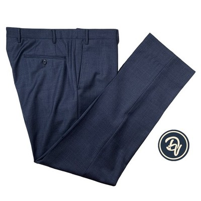 Mint! 38 x 32 Corneliani Solid Dark Blue Wool Slim Fit Trousers Made Italy