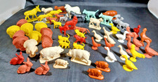 Vintage Plastic Farm Animals Cows Pigs Dogs Cats Etc. Mixed Lot of 60 pieces