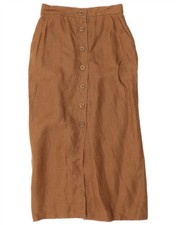 MAX MARA Womens Maxi Skirt UK 10 Small W26  Brown Linen DE03
