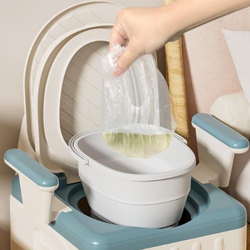 Portable Toilet Odor Proof Foldable Bedside Commode Chair With Armrests For DGD - Picture 8 of 24