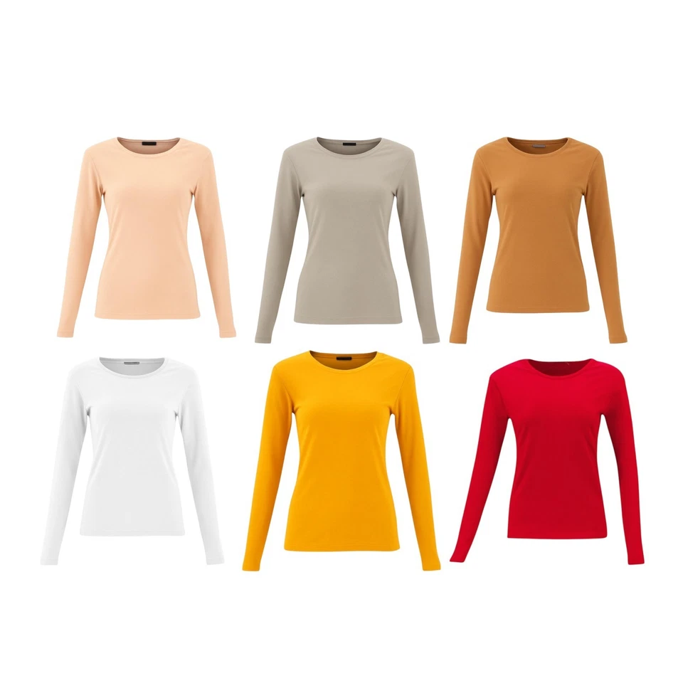 Women's Long Sleeve Top Thick Thermal Fleece Soft Stretch Plain Color T-Shirt - image 2 of 4