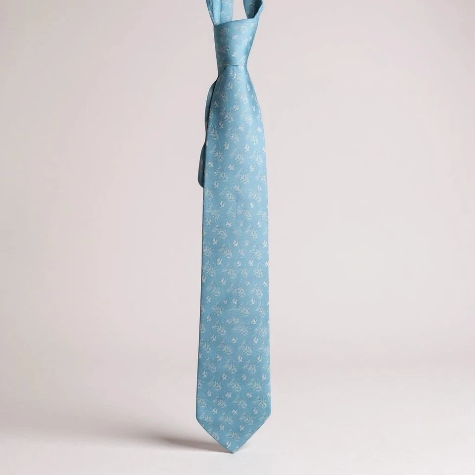 Vintage Pineda Covalin Mexico Silk Necktie – Light Blue Aztec Motif – 59” x 3.5” - Image 2 of 4