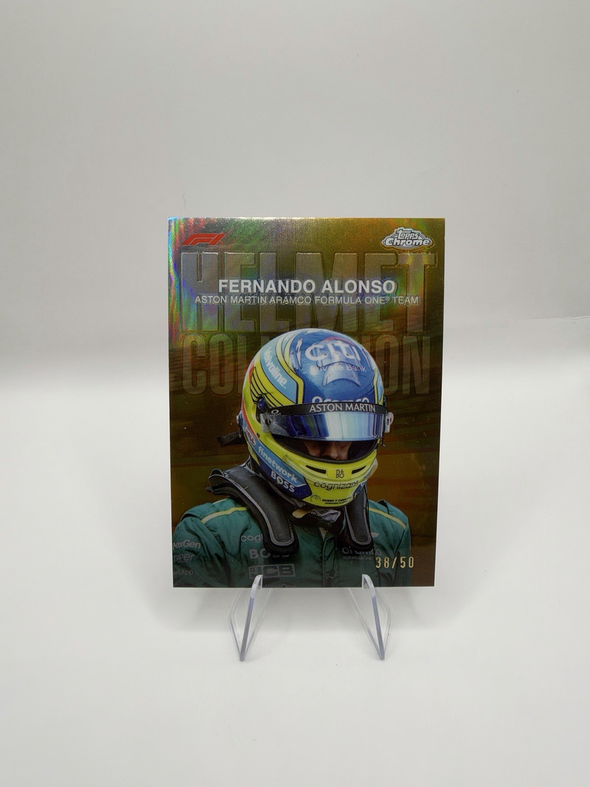 2024 Topps Chrome F1 - Fernando Alonso #HC-10 Helmet Collection Gold 38/50
