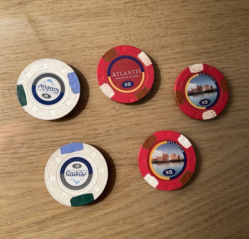 Lot Of 5- Atlantis Paradise Island Casino Chips