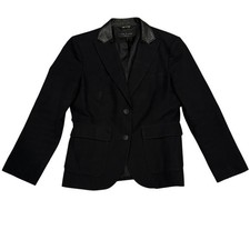 Rag  Bone Blazer Womens 4 Black Leather Collar Cotton Made USA