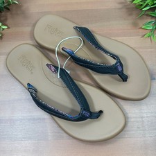 Flojos Women's Flip Flop Sandals Black Tan Size 9