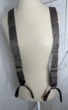 Trafalgar Brown Paisley Silk Suspenders Button Braces Leather Ends Mens Classic