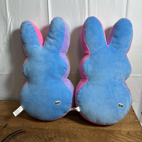2 Cuscini Peeps Marshmallow Coniglietto Rosa Giallo Blu e Viola Pasqua 17” Peluche - Foto 2 di 10