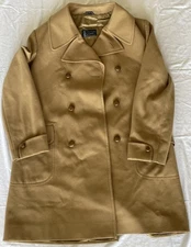 100% Pura Lana Wool Light Brown Coat Made In Italy Strawbridge & Clothier READ