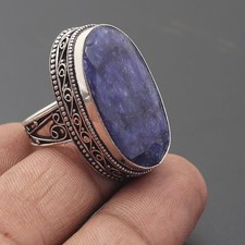 Blue Quartz Gemstone 925 Sterling Silver Handmade Ring Jewelry Gift For Love