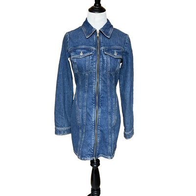 ZARA Denim Mini Dress Zip Front Long Sleeve Collared Fitted XS Blue NWT 3607/280 | eBay ZARA Denim Mini Dress Zip Front Long Sleeve Collared Fitted XS Blue NWT 3607/280 | eBay