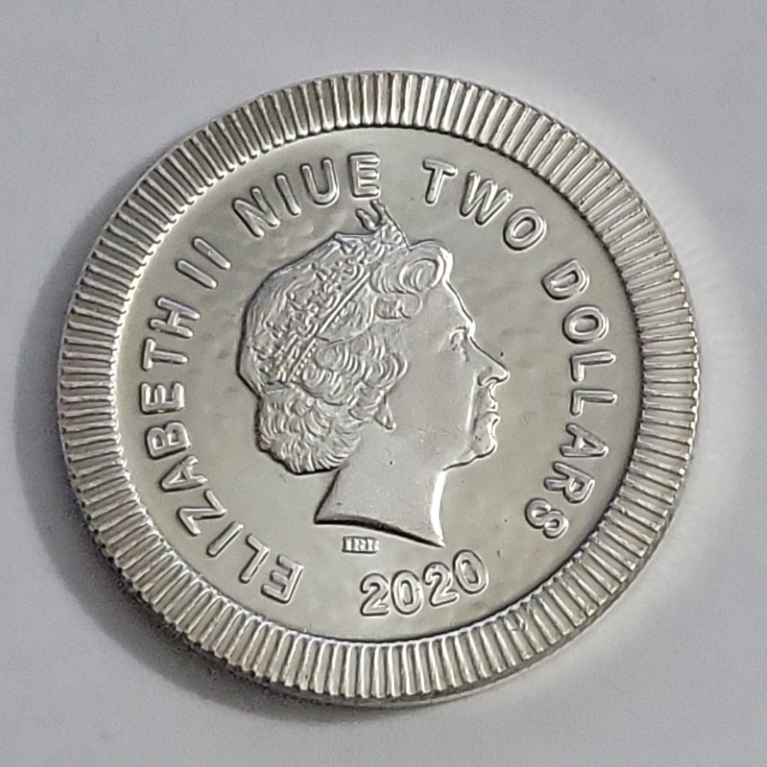 2020 AOE Elizabeth II Niue Two Dollars 1 Oz .999 Fine Silver Coin