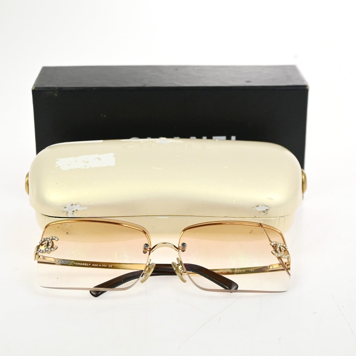 小物 CHANEL Rimless y2k Jeweled Sunglasses CHANEL CC Logo Rhinestone Rimless Sunglasses 4092-B Plastic Metal