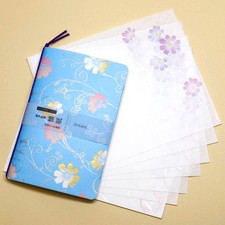 Iyo Washi Kaishi Paper Set with Case Cosmos Flower Motif Kimono Bi made in Japan