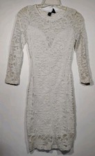 Windsor Women's Dress Size S Ivory Metallic Lined Lace Long Sleeve Elegance  AC7