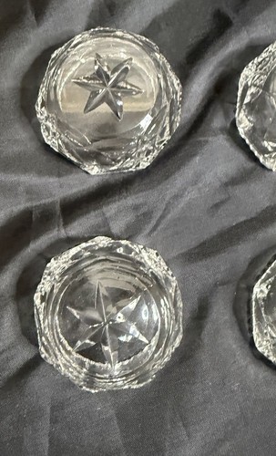 Vintage Crystal Glass Open Salt Cellar 2" Sawtooth Hexagon Starburst SET OF 6 - Picture 7 of 17