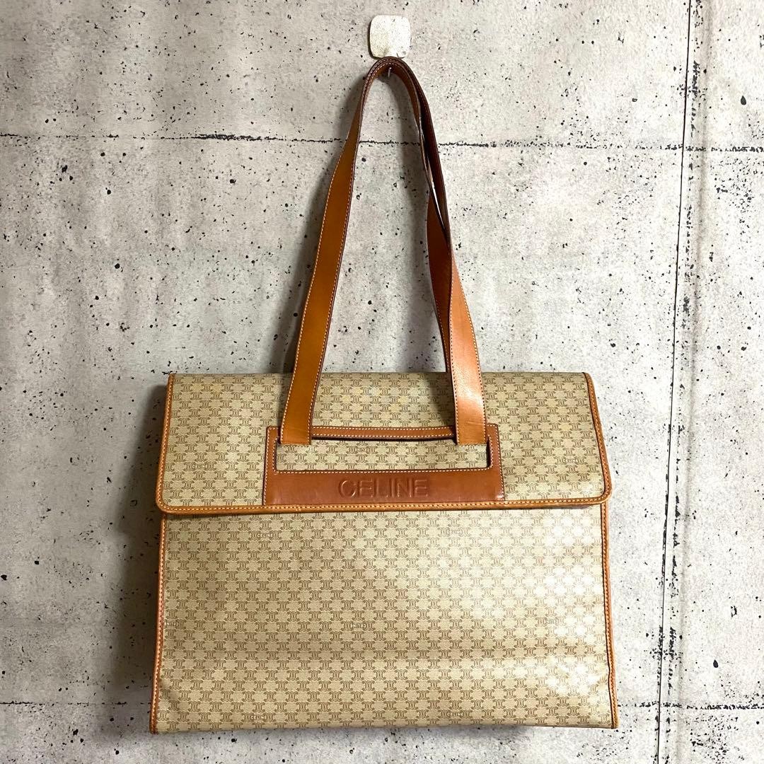 Authentic☆Celine Logo Macadam Pattern Leather Tot… - image 3