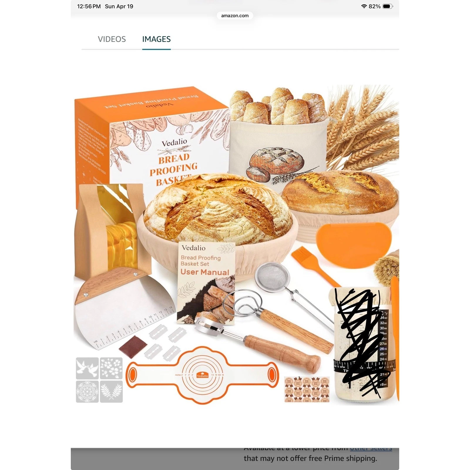Vedalio Bread Proofing Basket Set Sourdough Baking Kit with Lame Scraper Whisk