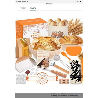 Vedalio Bread Proofing Basket Set Sourdough Baking Kit with Lame Scraper Whisk