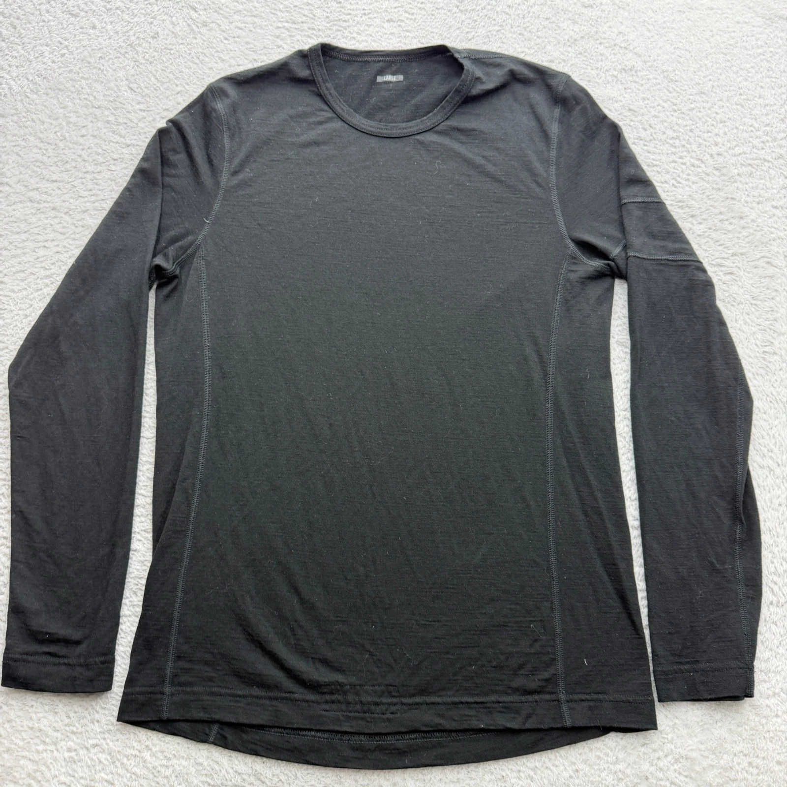 Rapha Mens Merino Base Layer Long Sleeve Black Extra Fine Wool Size Large