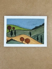 ACEO original artist trading cards watercolor landscape trees abstract art