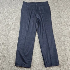 Saks Fifth Avenue Pants Men 34x30 Navy Wool Flannel Trouser Slacks Flat Front