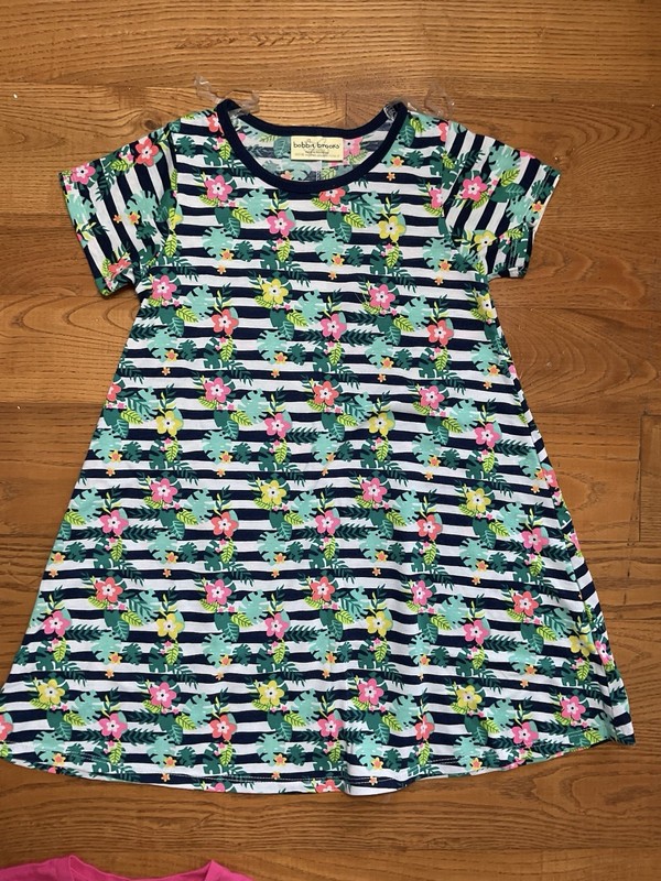 Girls Bobbie Brooks Floral Striped Dress Size M 7/8
