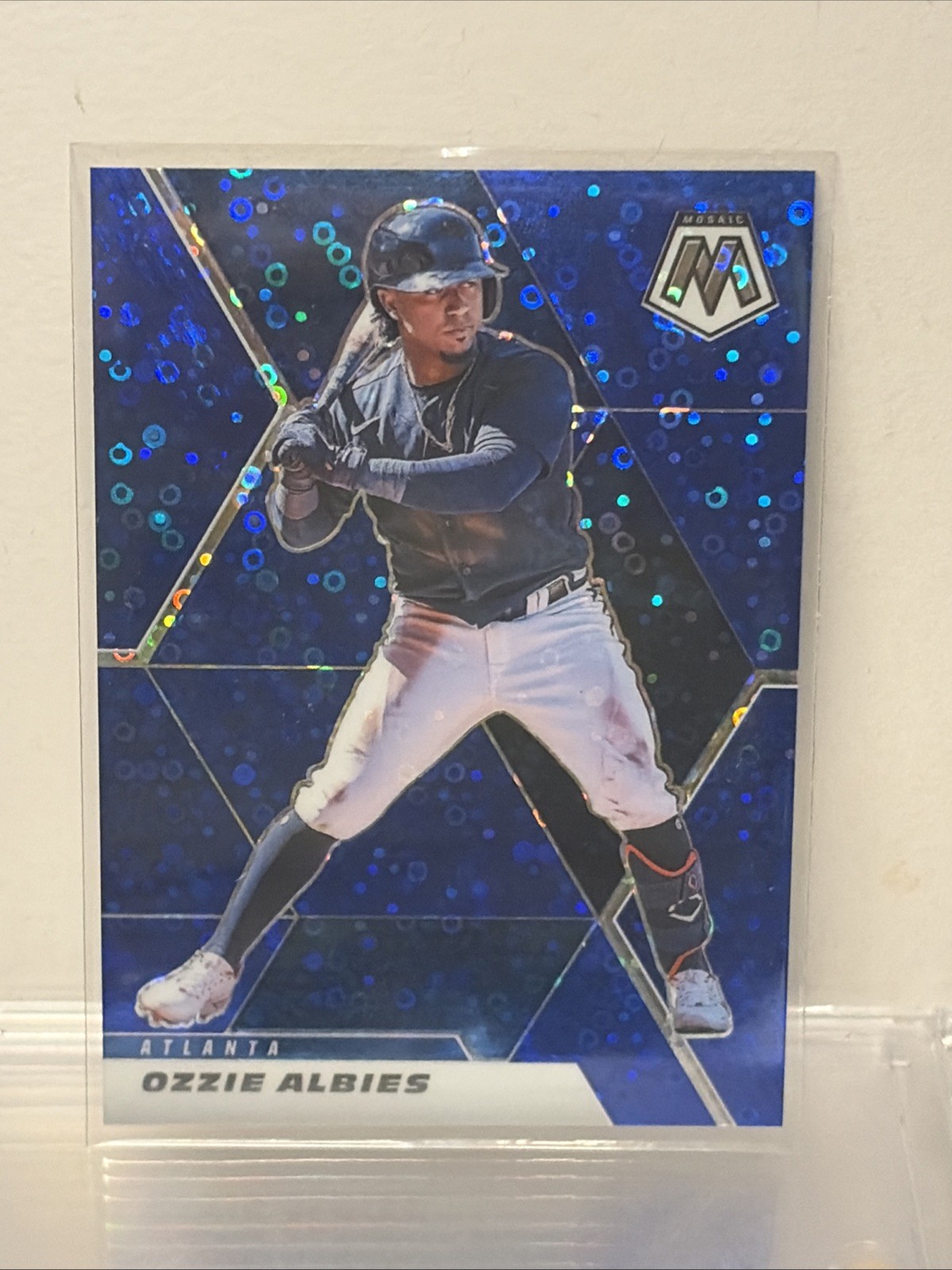 2021 Panini Mosaic Mosaic Quick Pitch Blue #64 Ozzie Albies /85
