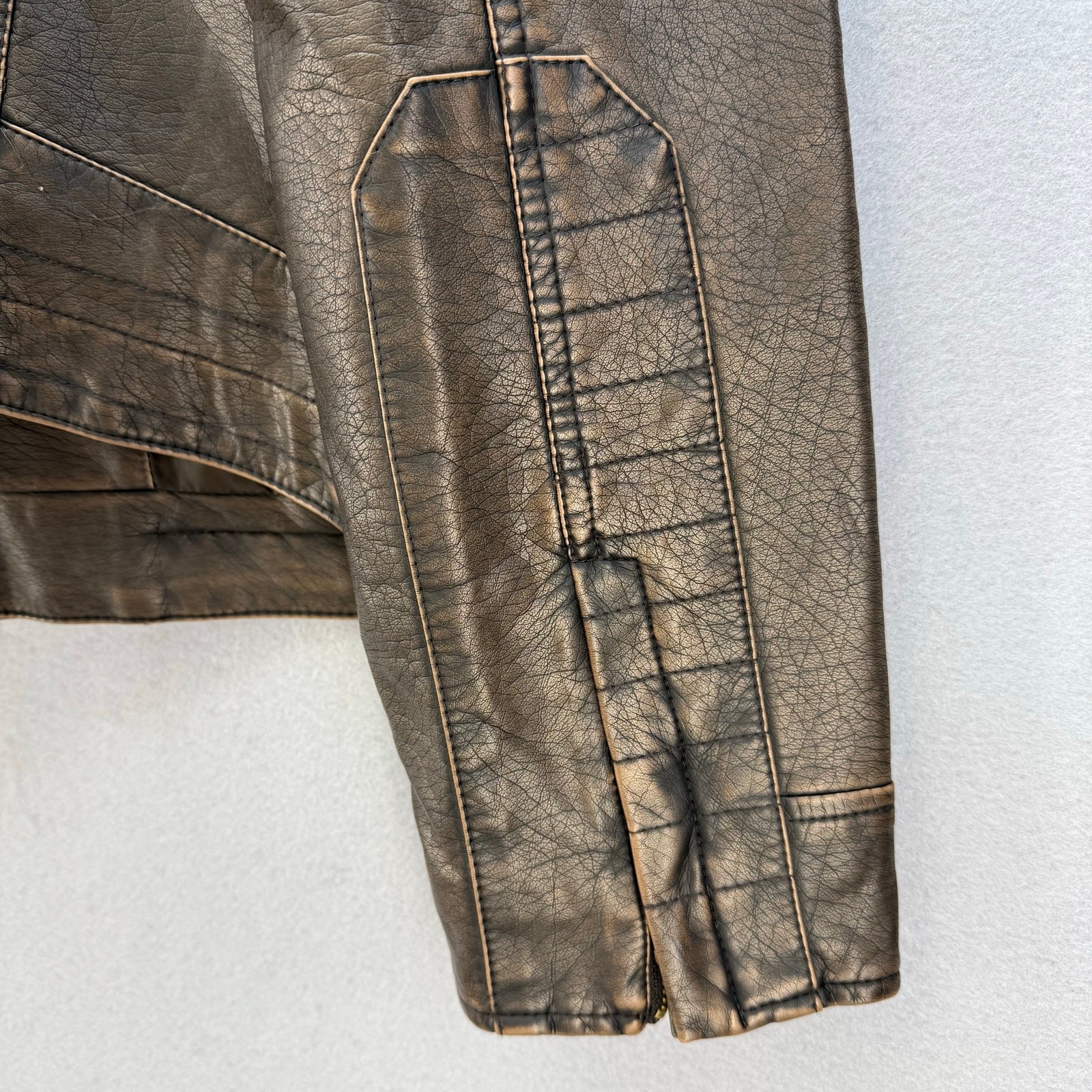 Cripple Creek Ranch Wear Jacket Women's L Brown Vegan Leather Moto Western