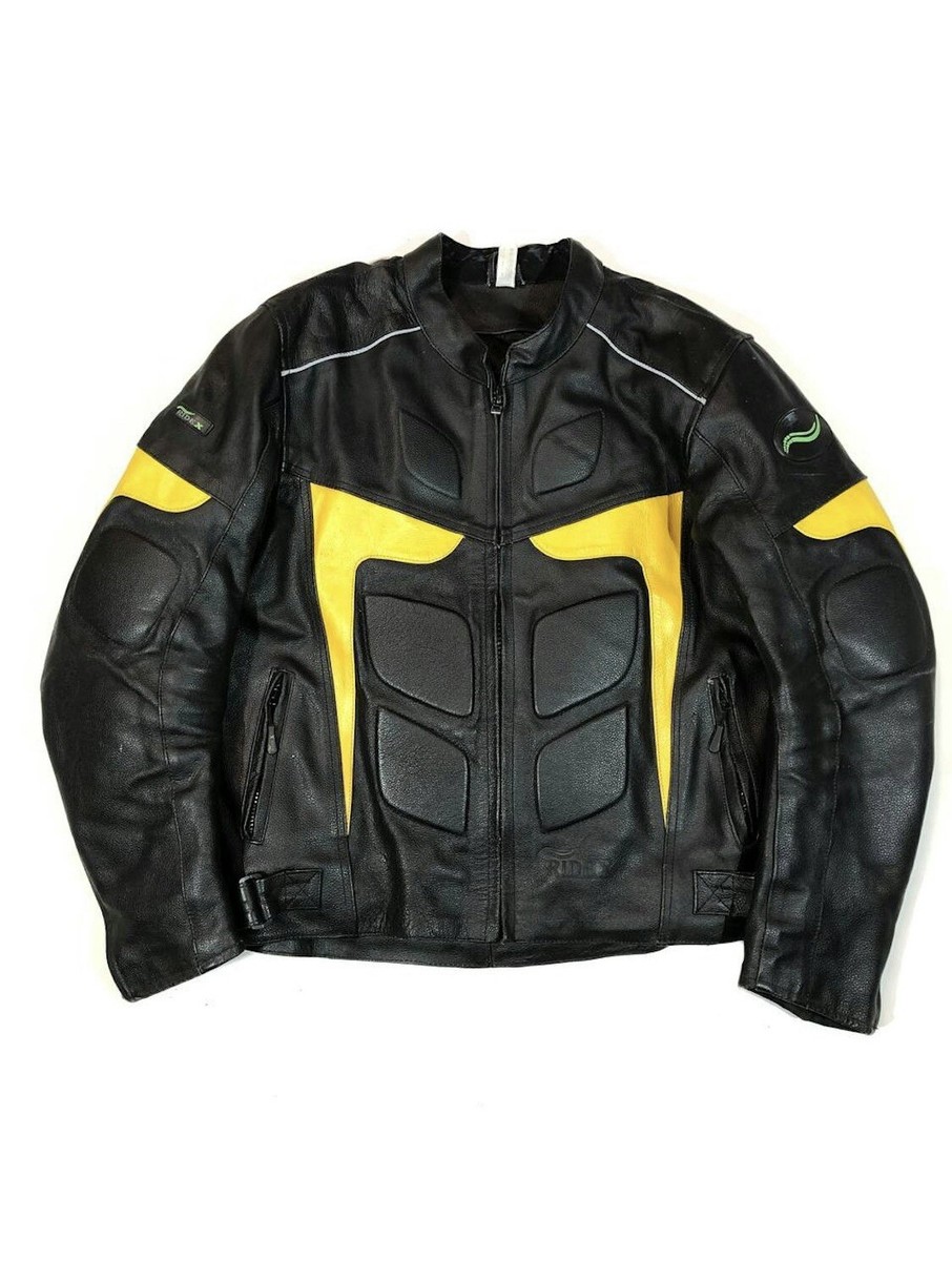 Ridex Leather Moto Racing Jacket Black Yellow Ninja | eBay