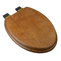 Decorative Wood Elongated Toilet Seat With Brushed Nickel Hinges, Dark Brown Oak on sale Decorative Wood Elongated Toilet Seat With Brushed Nickel Hinges, Dark Brown Oak on sale