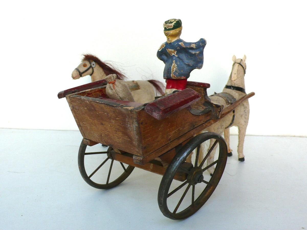 LENOBLE ÉCURIE MOULIN BOIS CHEVAUX CHARETTE MEUNIER Lg 41 X Ht 53 BON ÉTAT EUR 680,00 - FR