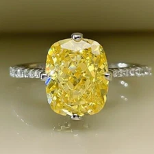 High-End 4ct Lab Grown Yellow Diamond Ring, Lab Grown Diamond, Simple Design