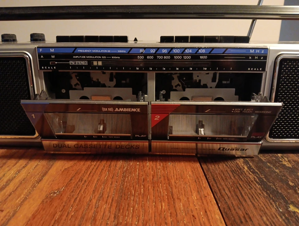 Quasar Stereo Radio Cassette Recorder GX3636 Dual Cassette Decks Ambience AC Ada - Image 3 of 4