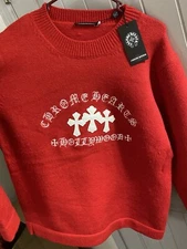 Chrome Hearts Hollywood Cemetery Logo Premium Red Crewneck Men’s Size XL